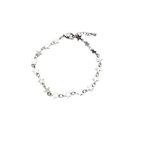 Silver Star Chain Bracelet Plated Dainty Linked Gift For Her Metallic Stars Linked