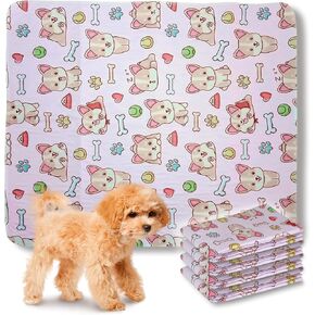 Everywhere Essentials: Washable Pee Pads for Dogs 4Pack 36"x41" Ultra-Absorbent & Eco-Friendly Reusable Puppy Pads for Accidents - Durable, Odor Neutralizing and Reusable Pee Pads (Pink)