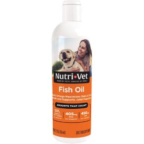 زيت السمك Nutri-Vet - مكمل لجلد ومعطف الكلب - زيت السمك أوميغا 3 - يعزز صحة المفاصل - 12 أونصة
