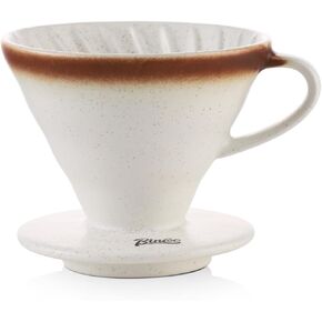 Bincoo Ceramic Pour Over Coffee Dripper (Size 02) 4 Cup-Includes 50 Filters-V60 Coffee Dripper Portable Hand Drip Cone Coffee Maker Set For Home Baristas (Off-white)