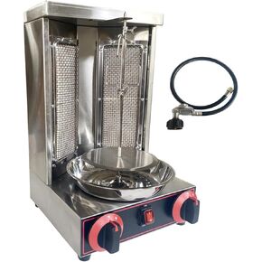 LPG Shawarma Doner Kebab Machine Gas Vertical Broiler Kebab Gyro Grill Machine with 2 Burner