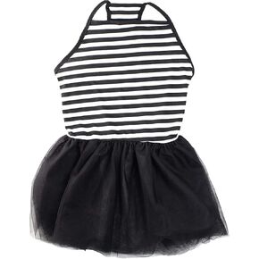 Midlee Elegant Black & White Stripe Tutu Large Dog Dress (XX-Large)