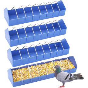 4 Pack Large Pigeon Feeder 8 Slot Thick Durable Container Feeding Dish Food Dispenser Tool for Bird Parrot Pigeon Chicken Duck Bird Poultry