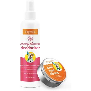 3-in-1 Paw Balm & Deodorizer Spray - Between Baths Bundle for Pets | Moisturizing Balm for Cracked Skin (2oz) & Long-Lasting Piña Colada Odor Eliminator (8oz) for Dogs & Cats