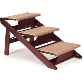 Pine Frame Dog RampSteps, 3 Step,Brown