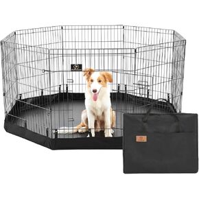 PJYuCien Dog Playpen - Foldable Exercise Metal Pet Playpen with Storage Bag and Bottom Pad, Dog Fence, Puppy Pen, Rabbit Yard, Small Animal Kennels, Indoor/Outdoor 8 Panel 24" W x 30" H