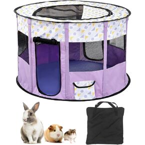BNOSDM Rabbit Playpen with Zippered Top Portable Small Pet Cage Tent Bunny Foldable Pop Up playpen Indoor Outdoor Travel Use Exercise Yard Fence for Rabbits Ferrets Cats Guinea Pigs