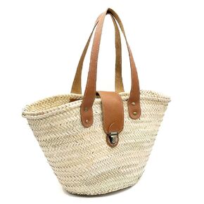 FRENCH BASKET straw bag with leather handles beach bag, straw bag, french market basket, summer basket bag