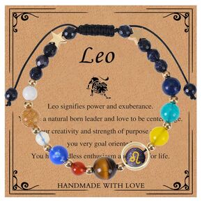 Handmade Zodiac Bracelets for Women Men 12 Constellations Healing Crystal Stone Beads Bracelet Woven Zodiac Sign Wrap Bracelet Horoscope Spiritual Bracelet Bracelet Gifts (Aquarius)
