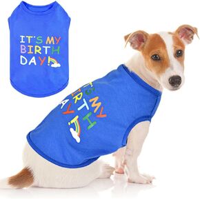 Dog Birthday Dog Shirt Slogan Vest “It's MY BIRTHDAY" Cute T-Shirt Clothes for Chihuahua Teacup Shia tzu Yorkie Small Puppy Cat Birthday Outfit Pet Apparel