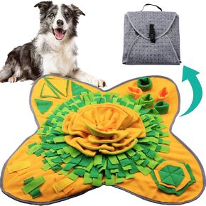 Pet Snuffle Mat for Dogs, Interactive Puzzle Sniff Mat for Pets, Portable Foraging Mat for Slow Eating, Digging Toy for Smell Training and Stress Relief for Cats Rabbits Dogs (Flower)