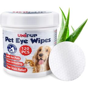 Dog Eye Wipes,Dog Tear Stain Remover for Dogs & Cats, 120pcs Remove Eye Discharge, Coconut Oil Cat Eye Wipes, Tear Stain Wipes for Dogs Prevents Eye Infections, Natural Ingredients