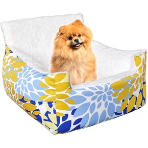 Dog Car Seat, Dog Car Seats for Small Dogs Portable Car Dog Bed Pet Booster Seat Washable Puppy Car Seat with Safety Leash and Storage Pockets Up to 25lbs…