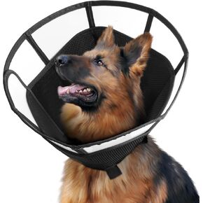 Soft Dog Cone Collar for After Surgery-Breathable Pet Recovery Collar,Adjustable Elizabethan Collar for Wound Care,Suitable for Large,Medium,and Small Dogs and Cats (Black, S (Neck:7.8-11.8 in))