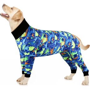 Etdane Dog Onesie Surgery Recovery Suit for Female Male Dogs After Spayed Suit Surgical Recovery Suit Anti Shedding Body Suit for Small Medium Large Dog Dinosaurs/3XL