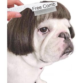 KSYVUCRD Funny Dog Wig with Free Grooming Comb for Small Medium Large Dogs, Trimmable Pet Costume Cat Cosplay Wig Decoration for Halloween Christmas Party Supplies