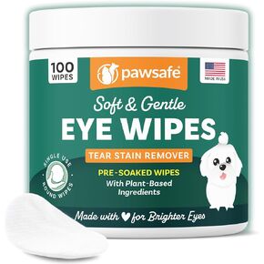 Pet Eye Wipes, Natural Tear Stain Remover for Dogs and Cats, 100 Pre-Soaked Eye Cleaner Wipes, Plant-Based for Gentle Cleaning, Brightens & Removes Dirt on Eyes, Ears and Face