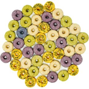 100% Organic & All Natural Treat for Rabbit Hamster Guinea Pig Chinchilla Pet Rat Mice, 15pcs Mini Donuts Variety Pack (30g)