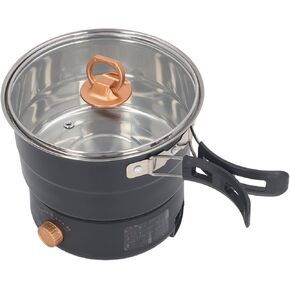 Multifunctional Electric Cooker, 500W 1.6L Mini Ramen Cooker with Foldable Handle, Portable Cooking Pot Electric Pot for Noodles Steak Cooker Eggs StirFrying