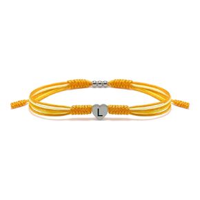 Sunflower Initial Letter String Bracelet, Tibetan Lucky and Protection Bracelet, Inspirational Inspirational Heart Link Gift for Men, Women, Friendship (Letter W)