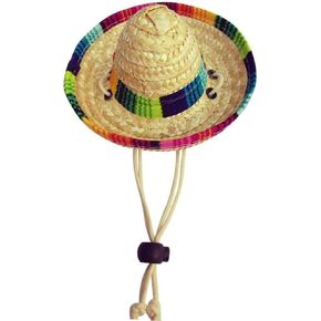 Cute Mini Puppy Dog Cat Sunflower Straw Hat Woven Sun Hat Cap Mexican Sombrero Pet Supplies Cute Costume for Small Dogs and Cats Adjustable