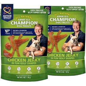 Ernie Els All Natural Chicken Jerky Dog Treats in Fun Golf Shapes - Premium Dog Jerky Treats for Healthy Snacking - 3oz (Pack of 2)