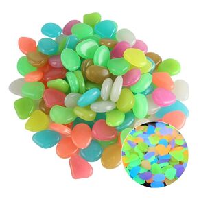 Luminous Pebble Stones,Colorful Glowing Pebbles,Glow in The Dark Rocks,100 Pieces,Mixd Color.