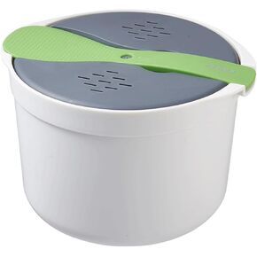 Microwave Rice Cooker, 2L Microwave Rice Steamer Pasta Cooker, Food Grade PP Microwave Rice Cooker, Strainer and Steamer Pot Set,4PCS(COLOR:green)