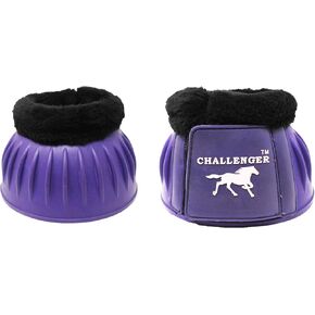 CHALLENGER Horse Training Ribbed Rubber Hoof Impact Overreach Protection Fleece Lined Bell Boots 41HI01