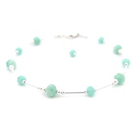 Amazonite Anklet Green Mint Sterling Silver Beach Jewelry (Amazonite Small Czech 8 1/2-10")