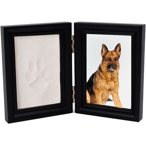 Dog or Cat Pet Paw Print kit,Pet paw Print Impression kit with Clay, Pet Footprint Art Kit,Wooden Picture Frame -for Dogs and Cats,Perfect Memorial Gift for Pet Lovers- (Black)
