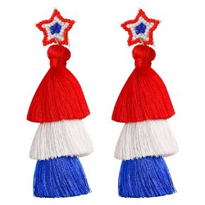 4th of July Beaded Earrings, USA Patriotic Earrings for Women as Independent Day Gifts, 4th of July Earrings for Fourth of July accessories, American Flag Earrings for American Patriots Girls