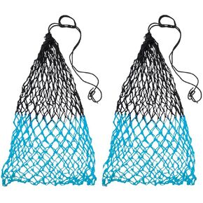 Set of 2 42" Soft Mesh Hay Nets with 2" Holes, Fits 4-6 Flakes of Hay (42", Hurricane Blue/Black)