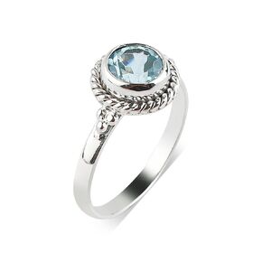 925 Sterling Silver Sky Blue Topaz Ring, Handmade Gemstone Ring, Energy Healing Crystals, December Birthstone Jewelry | Promise Victorian Wedding Ring | Gift for Women (US - 9)