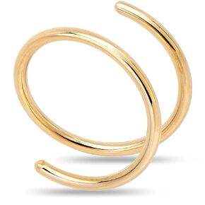 Solid 14k Rose Gold Double Hoop Nose Ring for Women and Men - Hypoallergenic Spiral Nose Jewelry for Single Piercing - Handmade in USA -20 Gauge 7mm Right