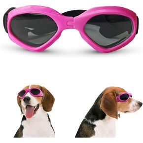 Enjoying Clear Dog Goggles for Medium Dogs, with Black Replaceable Lenses, UV Protection, Dog Eye Protection for Small to Medium Dogs, Adjustable Nose Bridge, Elastic Straps