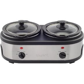 Courant Mini Slow Cooker Crock, with Easy Options 1.6 Quart Dishwasher Safe Pot, Stainless Steel