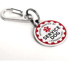 Service Dog Tag,Engraved Metal Dog ID Tag with Double Sides for Small Medium Large Extra-Large Dogs,Long-Lasting 1.2 Inch Tag Easy to Attach for Service Dog Collar Vest Harness