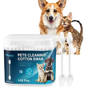 Cotton Swab for Pets, 110 pcs Cotton Buds for Dogs and Cats, Safety Dog Ear Infection Treatment, Specially Designed Cotton Sticks for Puppy and Kitten Ear Care