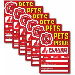Vinyl Friend Pet Alert Static Cling Decals - FIRE Safety Alert and Rescue (6 Pack) - Save Your Pets encase of Emergency or Danger Pets in Home (Small, DISP) (6 PK Static Cling, Display)