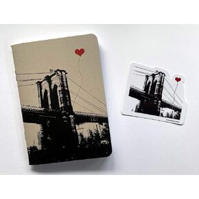 New York City Brooklyn Bridge pocket notebook and sticker gift set