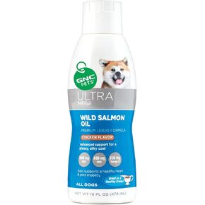 GNC Pets Ultra Mega Wild Salmon Oil Liquid Dog Supplement, 32 Ounces - Chicken Flavor | Advanced Support for a Glossy, Silky Coat | Healthy and Natural Pet Supplements