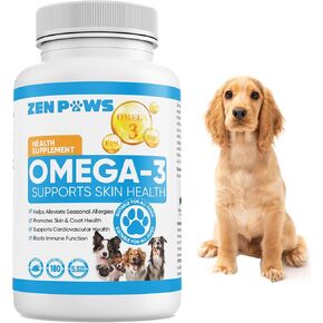 Omega 3 Fish Oil for Dogs - 180 Count Tablet Treats – Helps Shedding, Skin Allergy, Itch and Dry Skin Relief, Hot Spots - Joint Health - Skin and Coat Supplement - Salmon Oil - Duck Flavor