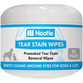 Nootie Tear Stain Wipes for Dogs & Cats, Gently Remove and Prevent Tear Stains with Aloe Vera, 60 Count