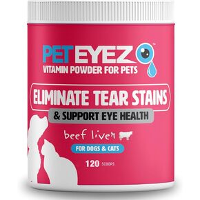 Pet Eyez Vitamin Powder for Pets - Supports Eye Health & Reduces Tear Stain Buildup - 100% Natural Food Topper for Dogs & Cats with Superfoods, Antioxidants & Nutrients - Whitefish Flavor - 120 Scoops