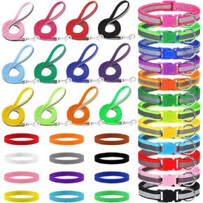 36 Pcs Dog Collar and Leash Set, Reflective Puppy Collar and Leash Adjustable Puppy Collars Quick Release Clip Buckle Dog Collar for Small Medium Dogs Walking Training