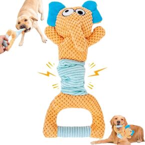Interactive Dog Toys for Boredom, Plush Crinkle Squeaky Dog Toys, Tug of War Dog Toys, Dog Chew Toys, Dog Puzzle Toys for Small, Medium & Large Dogs (Elephant)