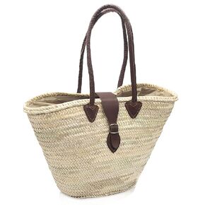 FRENCH BASKET straw bag with leather handles beach bag, straw bag, french market basket, wicker basket with handle, summer bag