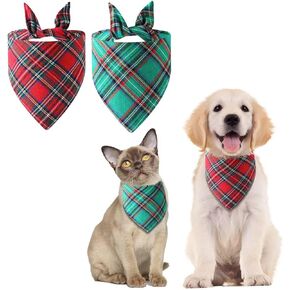 Summer Dog Bandanas 2 Pack, Reversible Spring Flower Dog Bandana, Adjustable,Checkered Triangle Scarf for Medium to Large Breed Dogs,Cat, boy and Girl Holiday Dog Bandanas Wedding Dog Bandana HITDER