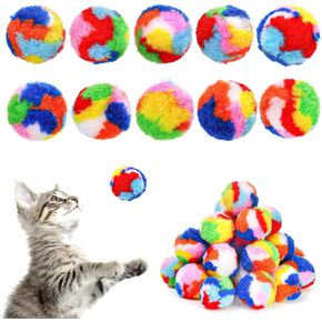 Nicunom 60 PCS Soft Pom Pom Balls for Kittens, 1.7" Catnip Furry Cat Toys Ball Bulk, Quiet Cats Pom Pom Toy Balls Cat's Favorite Chase Ball for Kitten Interactive Playing and Training